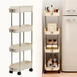 트롤리 4단 이동식 틈새 수납 정리 트레이 바퀴형