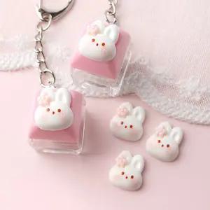 싼비즈 [6424-24]아크릴 키캡파츠 탑꾸재료 벚꽃토끼 13x15mm ,1개