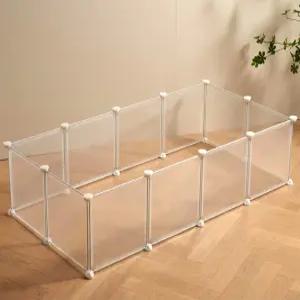 루리바 투명 소형 동물 놀이펜 기니피그 케 강아지 애완동물 래빗 버니 실내 울타리 흰색 플라스틱