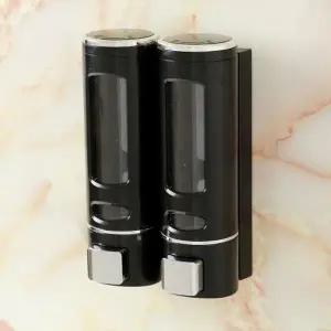 비누 디스펜서 벽걸이형 2구 400ml 블랙