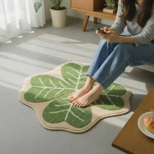 [콩심팥심]클로버 욕실 발매트 현관 매트 인테리어 러그 60x60 원형
