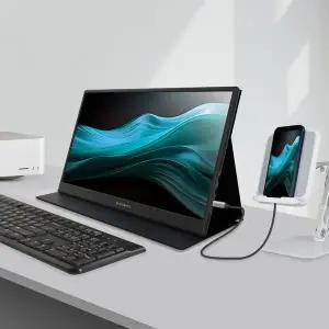 [일렉싱크]S15A 포터블 모니터 노트북 듀얼 보조 서브 덱스 미러링 39.62cm (15.6인치) 블랙