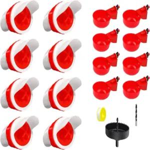 SJZNewWOSM 자동 치킨 피더 워터러 세트 - 8개의 포트 물컵 DIY 쥐 방지 방수 가금류 용품