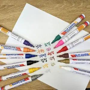 [셀러에이드]방수 페인트 마카 12색 세트 아트 마커 펜 색연필 붓펜