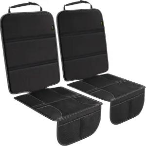 카시트용 PIDO 프로텍터 두꺼운 패딩 및 수납 포켓이 있는 2팩 차량 가죽 실내 장식용 방수 보호 커버 매트