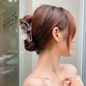 헤어악세사리 예쁜 리본 반 머리 묶음 꽃 집게 핀 헤어 삔 실버