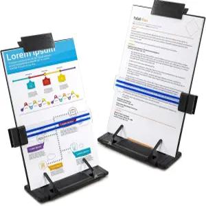 조절 가능한 클립 및 라인 가이드가 있는 라웨이 2팩 데스크탑 문서 홀더 휴대용 북 편지용 사본 합법적인