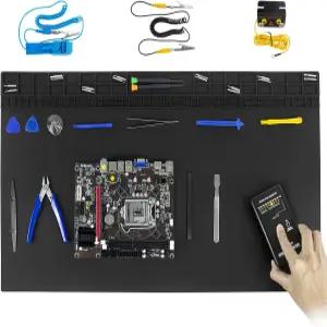 정전기 방지 납땜 매트 초대형 27.6인치 x 15.7인치 내열성 932°F 대형 실리콘 ESD 안전 작업 접지