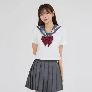 [콩심팥심]TBZ 교복몰 그레이 플리츠 세라복 세트 (반팔) 일본교복