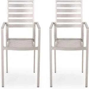 GDF 스튜디오 야외 모던 알루미늄 다이닝 의자(2개 세트) 실버