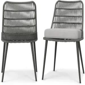 심플리홈 비치사이드 컨템포러리 야외 다이닝 의자 2종 세트 회색 폴리에스터 원단으로 룸 제공