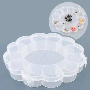 (디자인 꽃)다목적 칸칸 수납 정리함 꽃 수납함 소품 액세서리 투명케이스 악세 비즈 소품 다용도 수납 사