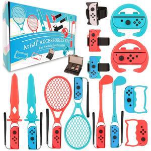 스위치 스포츠 액세서리 - 닌텐도 스포츠용 14 in 1 키트, 스위치/스위치 OLED 게임과 호환되는 가족 번들 키트