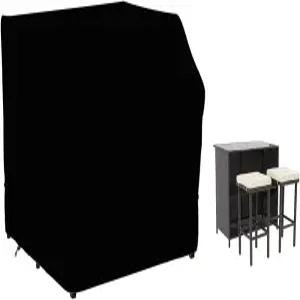 코즈카 41인치 야외 파티오 바 세트 커버 헤비 듀티 방수 가구 키 큰 위커 스툴 및 유리 상판 테이블 의자