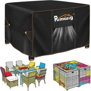 파티오 가구 커버 방수 겨울용 사각 야외 식탁 커피 헤비 듀티 테이블 49인치 L x W 28인치 H 블랙