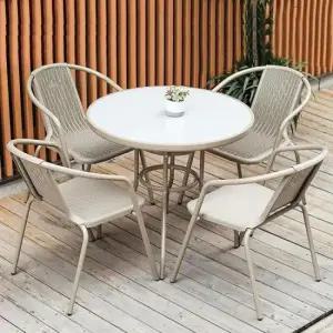 A 4인용 원형테이블 의자 3 정원 세트