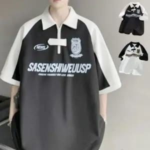 여름 반집업 캐주얼 스트릿 반팔 티셔츠 BM-032