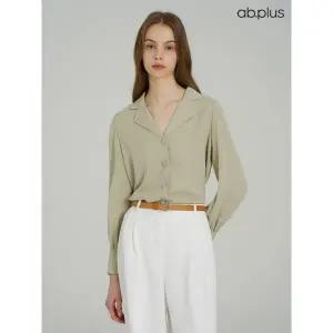 [ab.plus] 오픈 카라 소프트 셔링 블라우스 (LSA5MB31A)