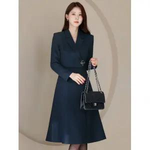 시크라인 ~XXL까지 알뮤나 브로치세트 트위드 플레어 원피스 겨울 하객룩 오피스룩 모임룩 격식룩 연말룩