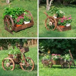 나무 수레 화분 마당 A형 마차 가로수 우드 인테리어