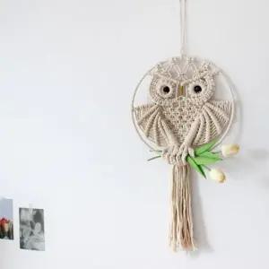 부엉이장식 행운의 마크라메 부엉이 월행잉/드림캐처 풍수 벽걸이