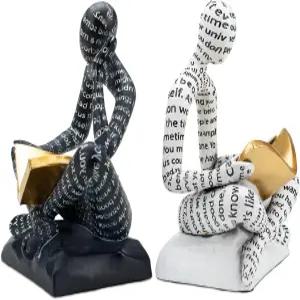 책장용 북엔드 장식용 헤비 듀티 북 스토퍼 생각하는 사람 동상 모던 홈 오피스 액세서리