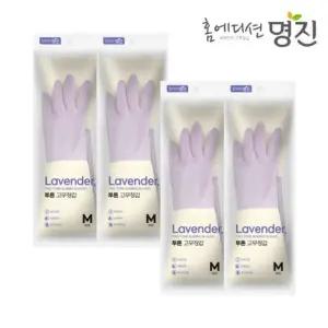 명진 투톤 고무장갑 라벤더 M 중형 X 4개