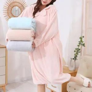 귀여운후드가운 목욕 샤워 욕실 깔끔 편안 잠옷 여성