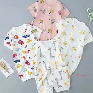 아기자기 반팔 패턴 우주복zab344