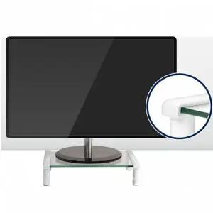 TBZ 컴스 모니터받침대 화이트 투명유리 290x210