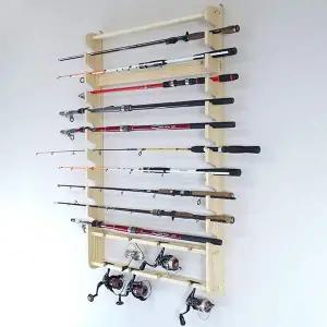 [알티피아]아름데코 원목 낚시대 거치대-벽걸이형 2단-10구