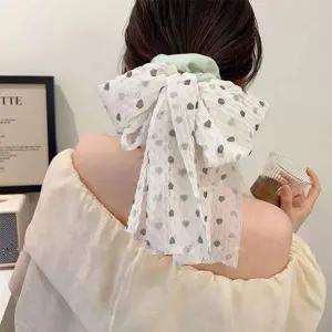 하트쉬폰곱창끈 리본머리끈 스크런치 곱창밴드