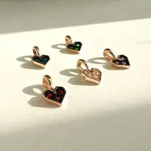 컬러 하트 큐빅 팬던트14k화이트골드블루