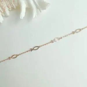 [알티피아]물고기 컷팅 민자 믹스 행운 팔찌14k화이트골드17cm