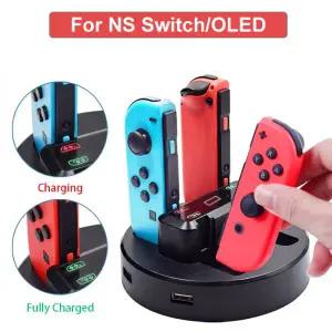 조이콘하우징 닌텐도 스위치Oled Joycon 게임 패드 4in1 LED 충전기 도킹스테이션 NS 스위치 충전 스탠드