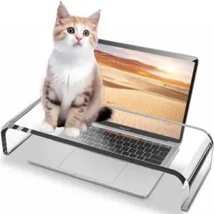 클리어 모니터 스탠드 라이저 홈 오피스 노트북용 컴퓨터 스탠드/아크릴 키보드 보관용 PC 데스크 및