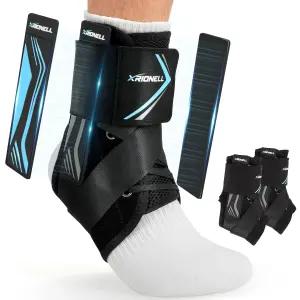 XRIONELL 2팩 여성 및 남성용 퀵 레이스업 발목 브레이스 슬림 핏 지지대 측면 안정 패드 조절 가능하고