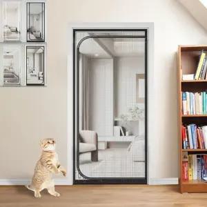 현관문 방묘문 지퍼방충문 안전문 칸막이 110x220cm 애견칸막이 방충 가정용 지퍼 문 자석모기장