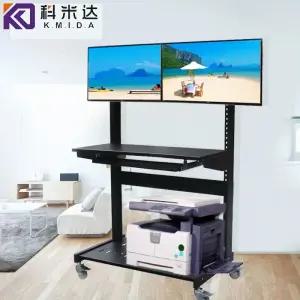 이동식 듀얼 모니터 선반 병원 회의실 스크린 거치대 수납 광고형