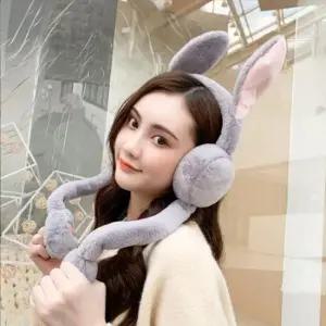 귀도리 밍크 토끼 움직이는 귀마개 겨울 워머 팔랑이 방한용품 단체 파티 선물