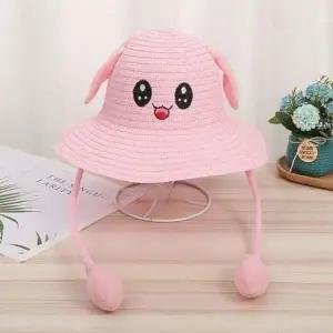 [골드스마일]토끼 여름 이색모자 귀 움직이는 밀짚 움직이는모자