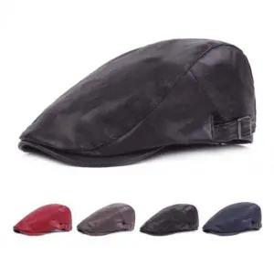 캐주얼 빵모자 귀마개 남성모자 중년 가죽 베레모 할