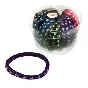 헤어밴드 코사지통 입체별문양 30P 머리끈 납작고무줄