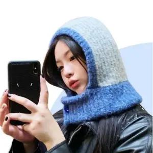 니트 바라클라바 1단추바라클라바-블루 귀마개 여성용 후드