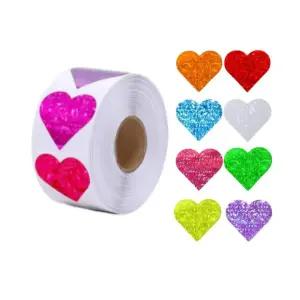 대형 38mm 8색 펄모양 하트 롤 스티커 S422