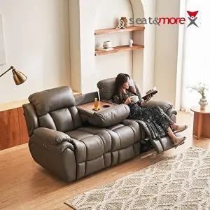 [시트앤모어][시트앤모어]몽베르 홈바 1+3인 All천연통가죽 전동 리클라이너 소파