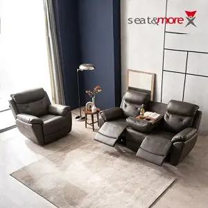 [시트앤모어][시트앤모어]해밀턴 전동 1+3인용 천연소가죽 전동 리클라이너소파