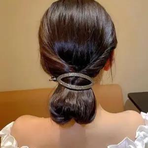 [다잇템] 여성 모임룩 오벌형 큐빅 장식 진주 헤어핀