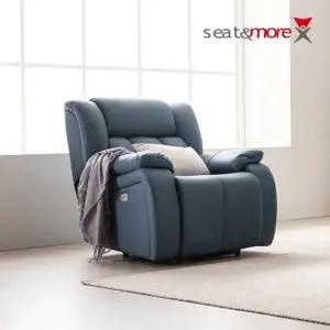 [시트앤모어]도빌 1인 천연통가죽 경추 리클라이너소파