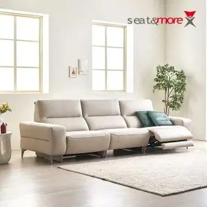 [시트앤모어]다니엘 전동 4인 내추럴 세미아닐린 가죽 리클라이너...